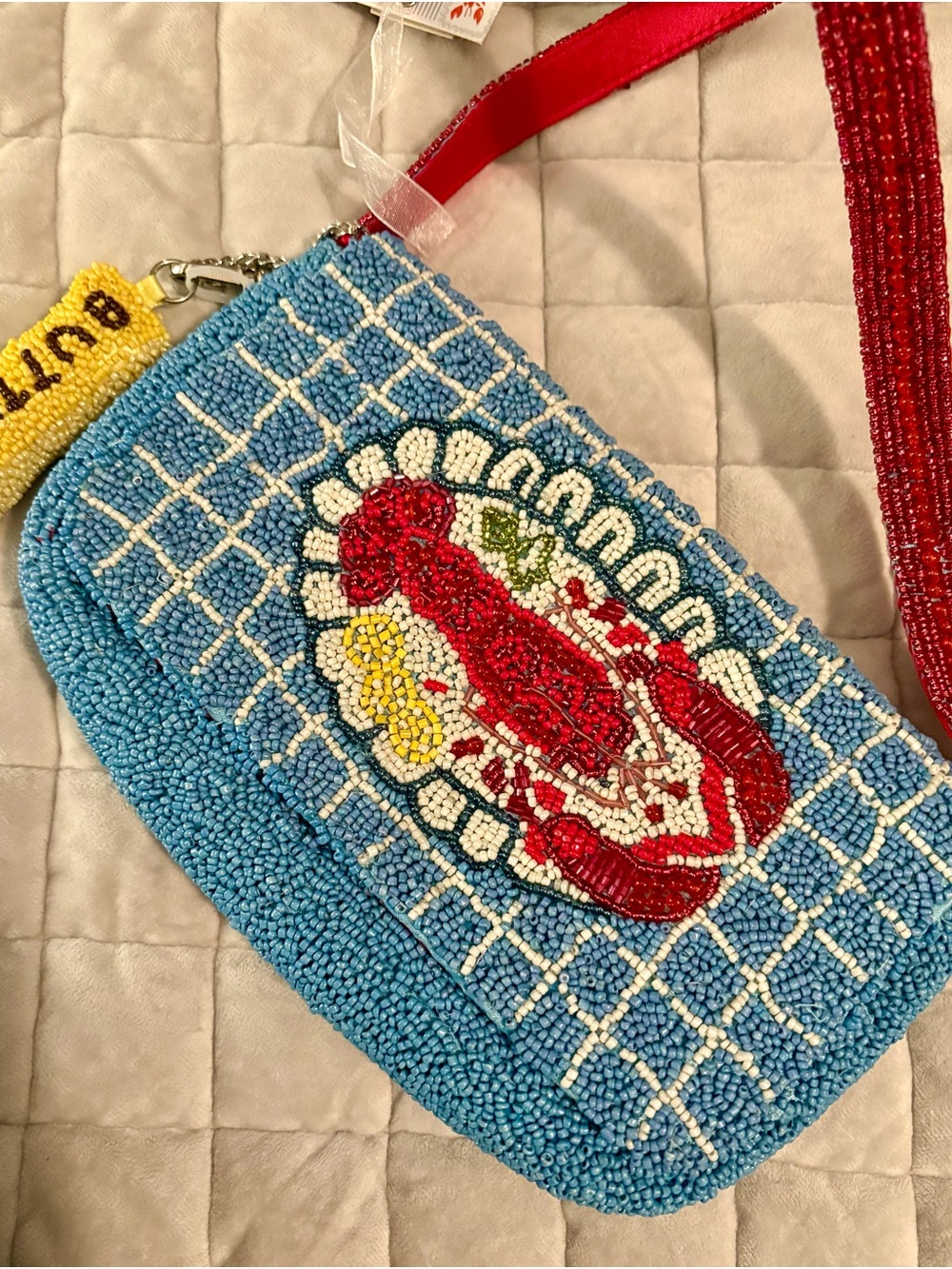 Made in India beaded lobster plate hand bag